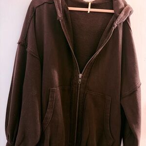Free People Lucky Zip Up Hoody Oversized